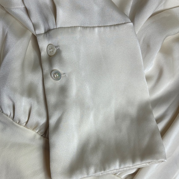 Favorite Daughter Surplice Long Sleeve Satin Bodysuit In Champagne. - Picture 7 of 11